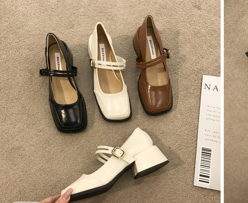 Elegant Square Toe Mary Jane Heel